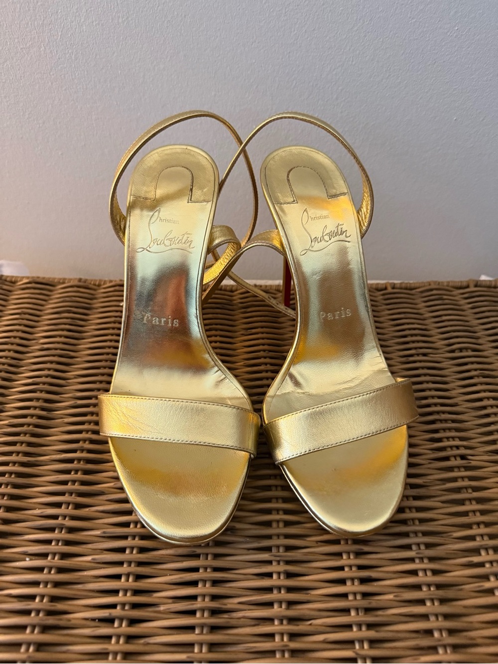 Christian Louboutin Metallic Gold Slingback Heels